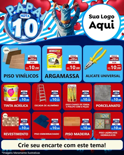Modelo de Rede Social para Feed Instagram com o tema Papai Nota 10 para Material para Construção