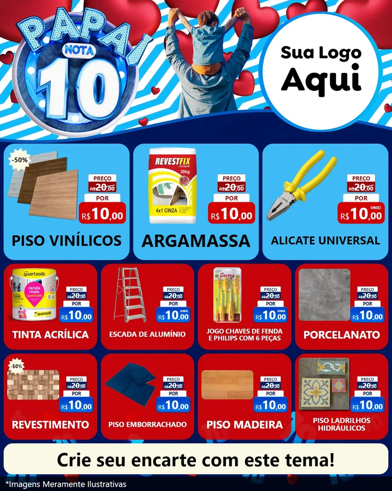 Modelo de Rede Social para Feed Instagram com o tema Papai Nota 10 para Material para Construção