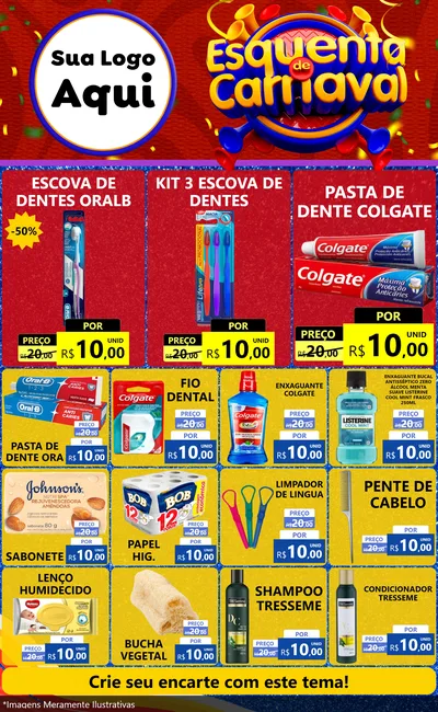 Modelo de Encarte para Encarte Grande com o tema Esquenta de Carnaval para Higiene Pessoal