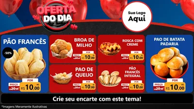 Modelo de TV para TV Horizontal com o tema Oferta do Dia para Padaria