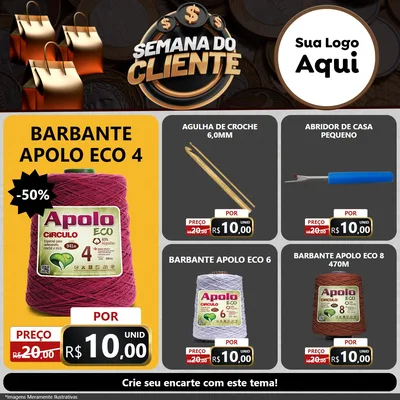 Modelo de Rede Social para Feed Facebook com o tema Semana do Cliente para Armarinho e Aviamentos