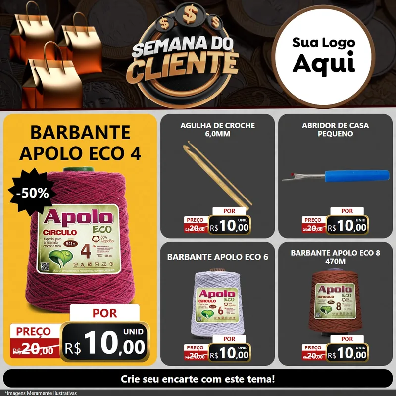 Modelo de Rede Social para Feed Facebook com o tema Semana do Cliente para Armarinho e Aviamentos