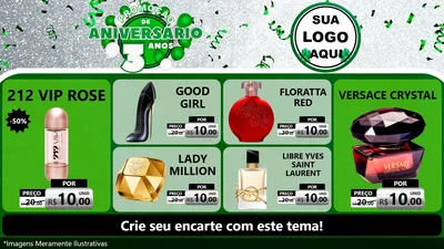 Modelo de TV para TV Horizontal com o tema Promoção de Aniversário - 3 Anos para Perfumes