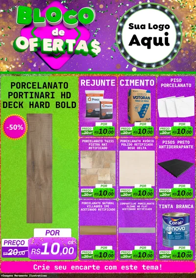 Modelo de Encarte para Encarte A4 Vertical com o tema Bloco de Ofertas para Pisos e revestimentos