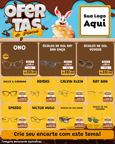 Modelo de Rede Social para Feed Instagram com o tema Ofertas de Páscoa para Óticas