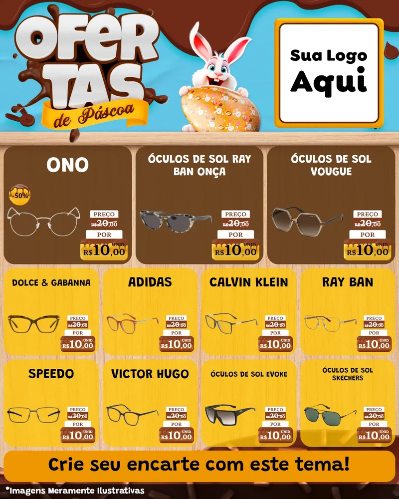 Modelo de Rede Social para Feed Instagram com o tema Ofertas de Páscoa para Óticas