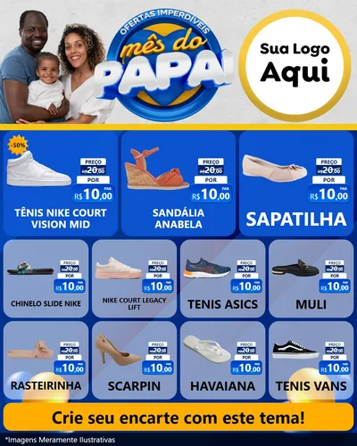 Modelo de Rede Social para Feed Instagram com o tema Ofertas Imperdíveis Mês Do Papai para Calçados