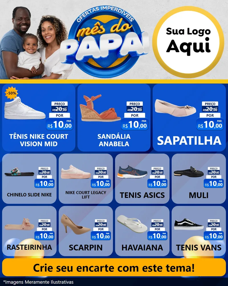 Modelo de Rede Social para Feed Instagram com o tema Ofertas Imperdíveis Mês Do Papai para Calçados