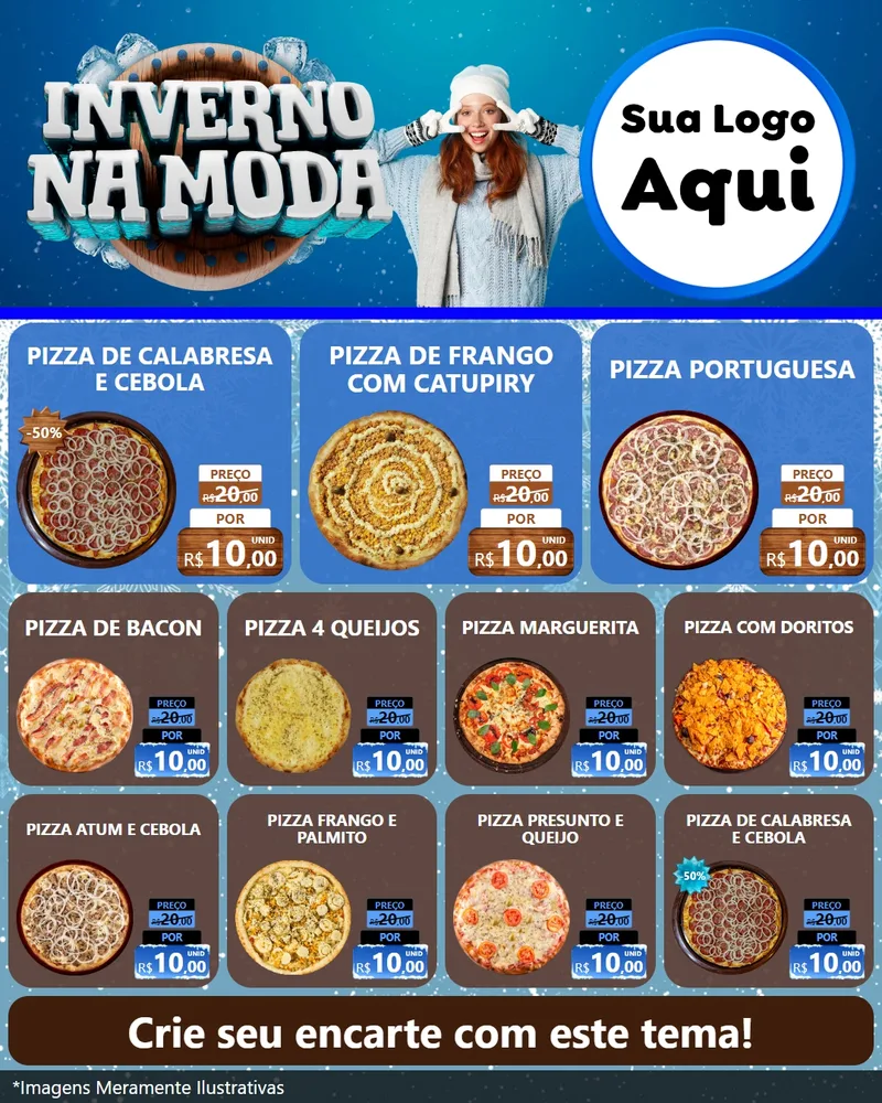 Modelo de Rede Social para Feed Instagram com o tema Inverno na Moda para Pizzaria