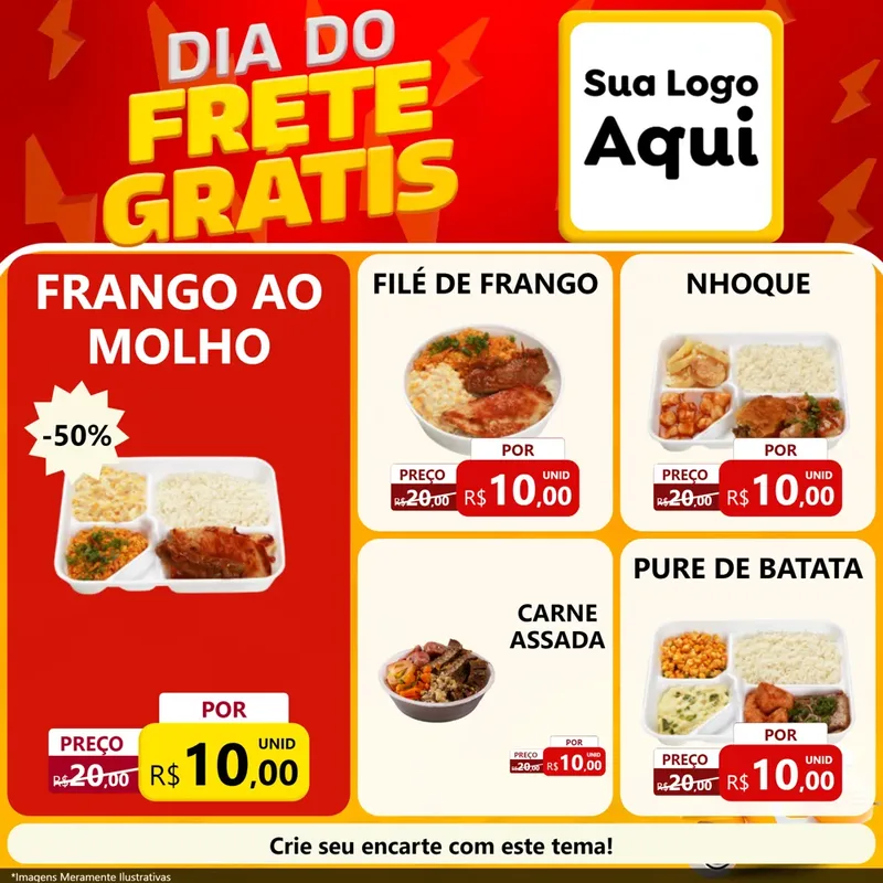 Modelo de Rede Social para Feed Facebook com o tema Dia do Frete Grátis para Restaurante