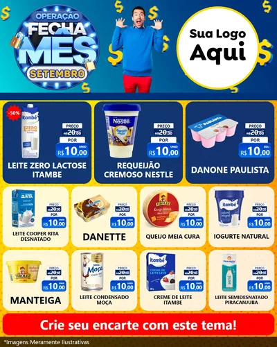 Modelo de Rede Social para Feed Instagram com o tema Operação Fecha Mês Setembro para Frios e Laticínios