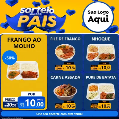 Modelo de Rede Social para Feed Facebook com o tema Sorteio Dia dos Pais para Restaurante