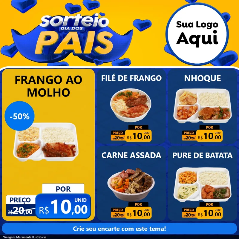 Modelo de Rede Social para Feed Facebook com o tema Sorteio Dia dos Pais para Restaurante