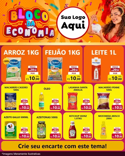 Modelo de Rede Social para Feed Instagram com o tema Bloco da Economia para Supermercado