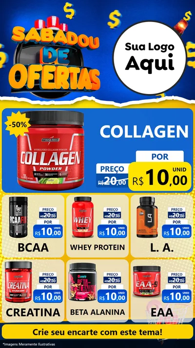 Modelo de Rede Social para Stories com o tema Sabadou de Ofertas para Suplementos alimentares