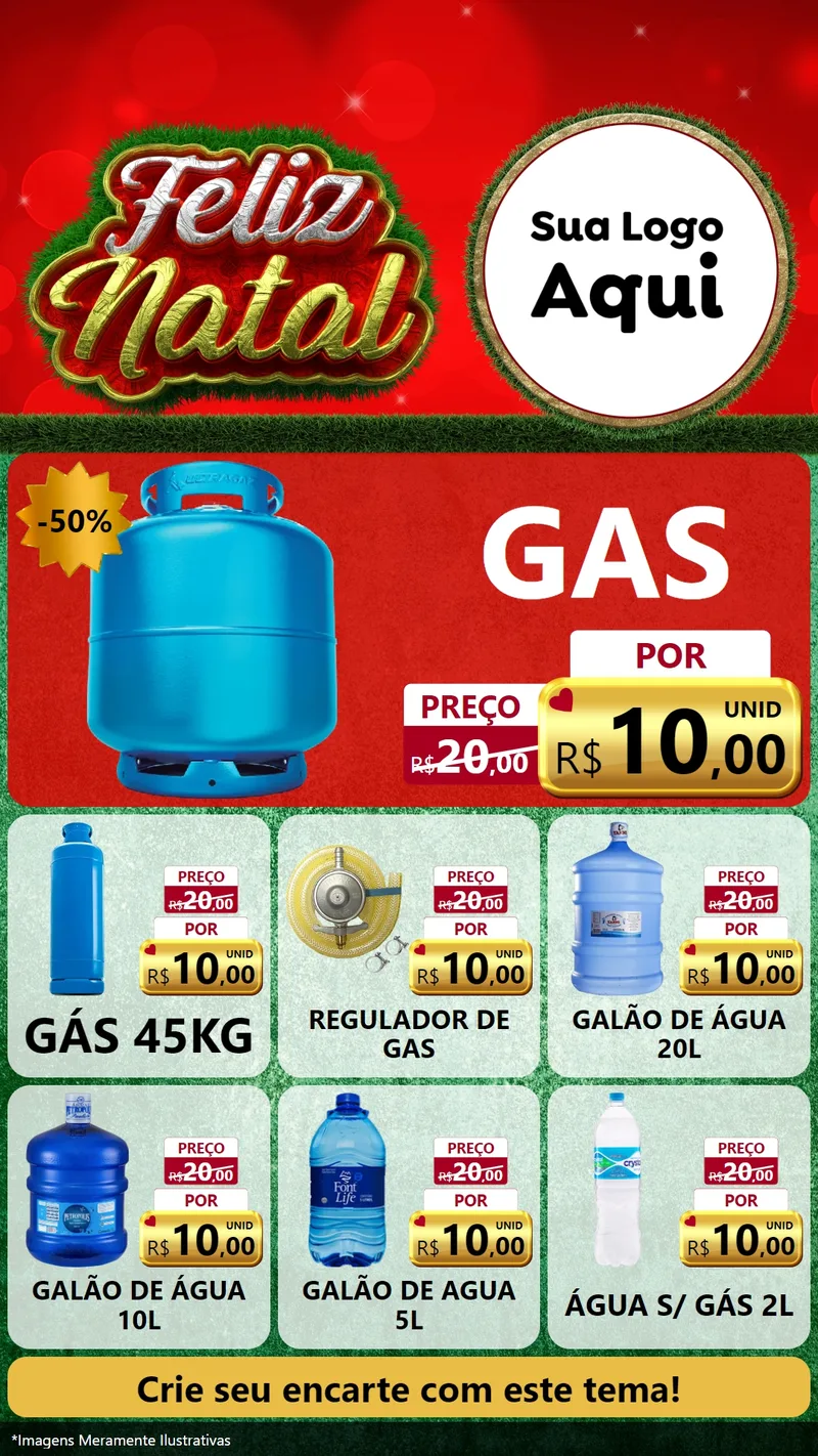 Modelo de Rede Social para Stories com o tema Feliz Natal para Água e gás