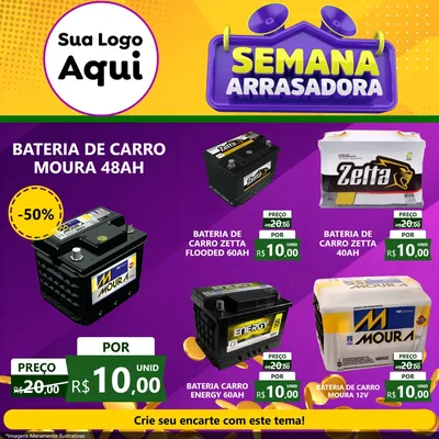 Modelo de Rede Social para Feed Facebook com o tema Semana Arrasadora para Baterias Elétricas