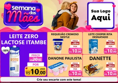 Modelo de Encarte para Encarte A4 Horizontal com o tema Semana das Mães para Frios e Laticínios
