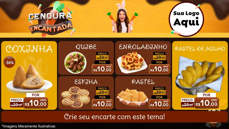 Modelo de TV para TV Horizontal com o tema Cenoura Encantada - Páscoa para Salgadaria