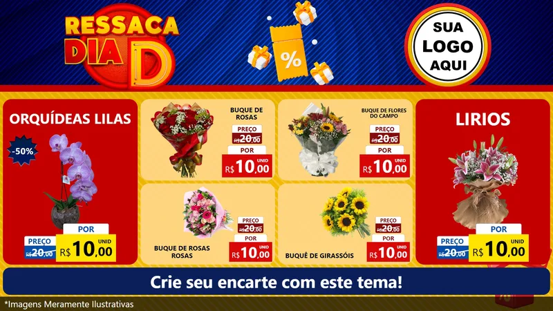 Modelo de TV para TV Horizontal com o tema Ressaca Dia D para Floricultura e jardim