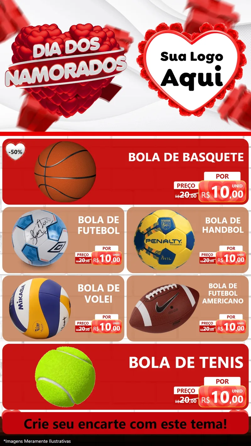 Modelo de TV para TV Vertical com o tema Dia dos Namorados para Artigos Esportivos