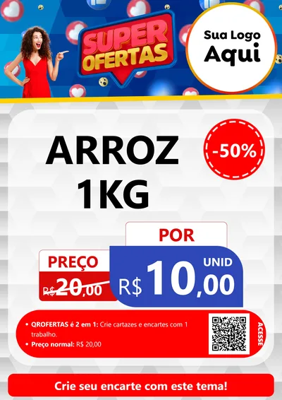 Modelo de Cartaz para Cartaz A4 Vertical com o tema Super Ofertas para Supermercado