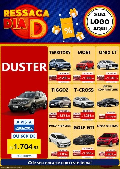 Modelo de Encarte para Encarte A4 Vertical com o tema Ressaca Dia D para Concessionaria de Carros
