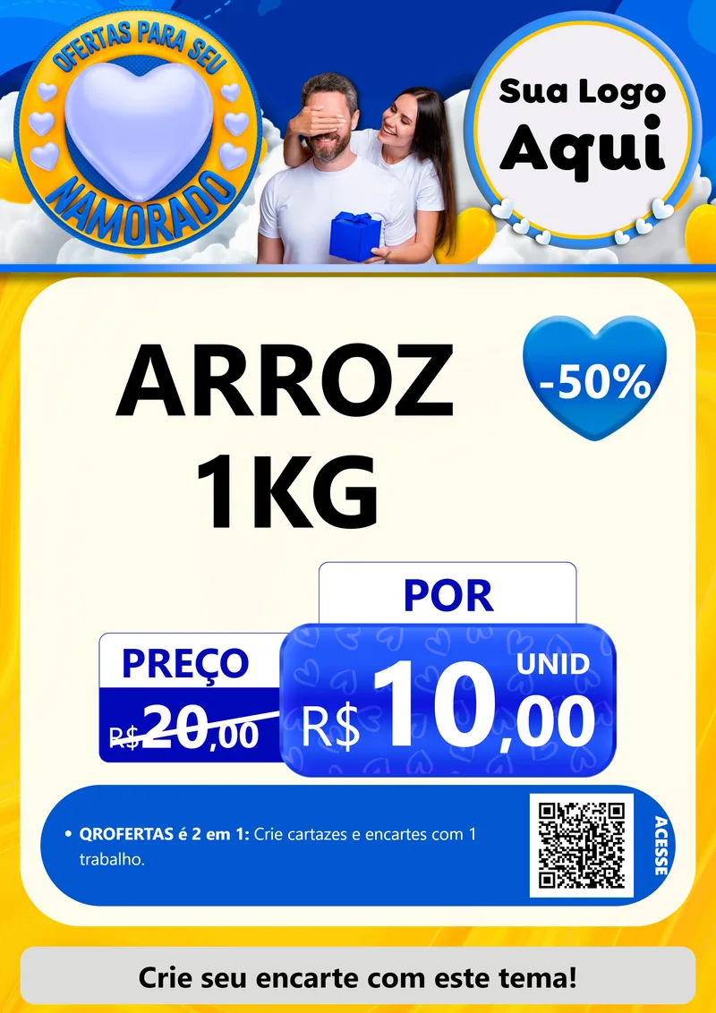 Modelo de Cartaz para Cartaz A4 Vertical com o tema Ofertas Para Seu Namorado para Supermercado