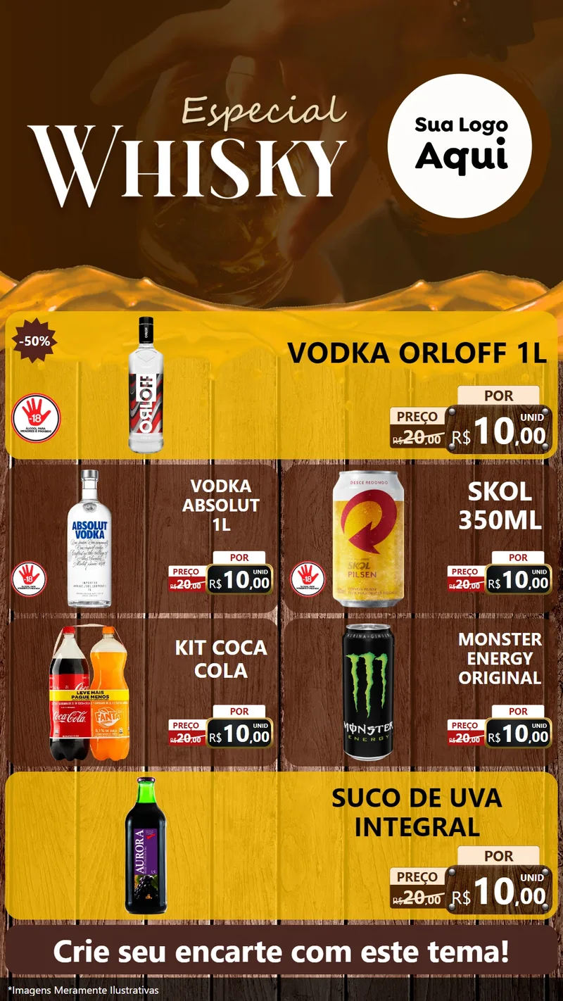 Modelo de TV para TV Vertical com o tema Especial Whisky para Distribuidora de bebidas