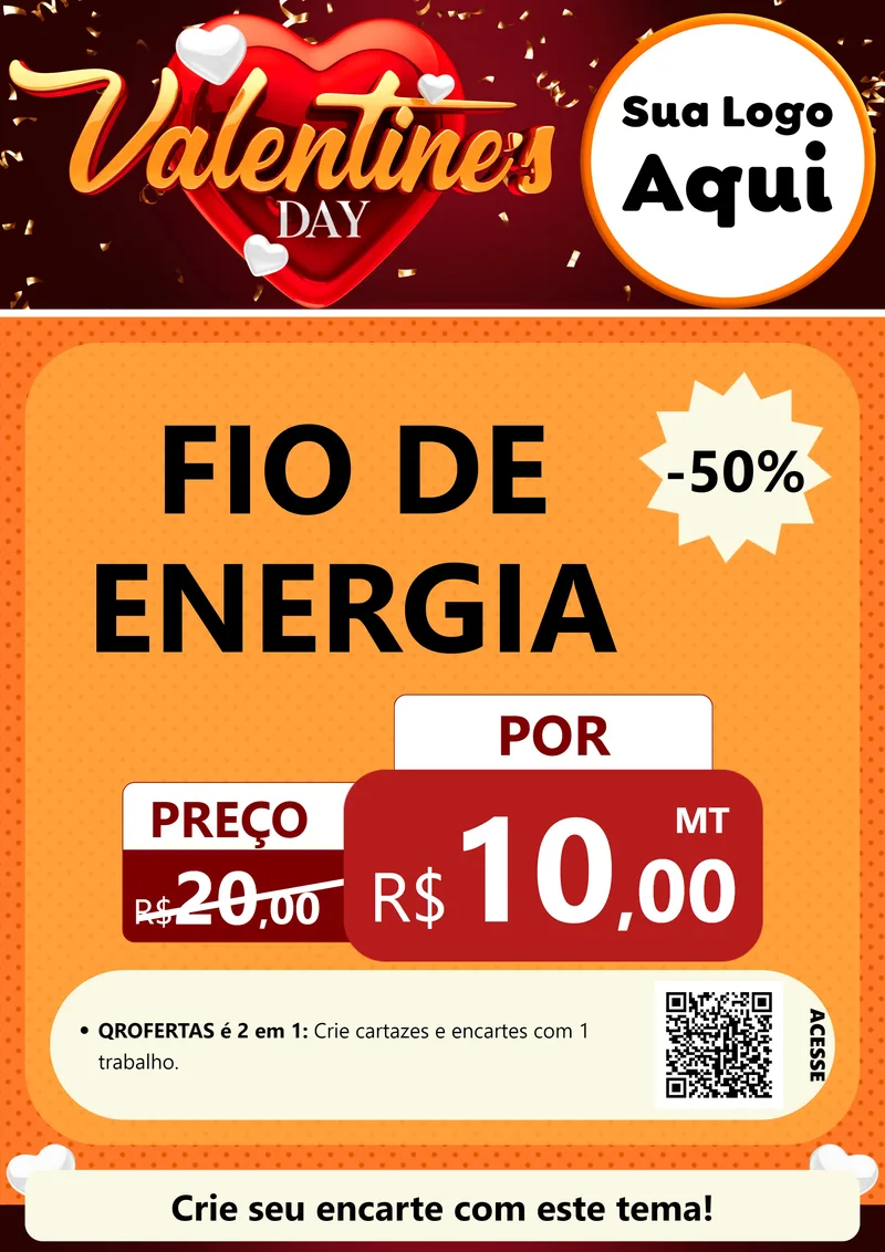 Modelo de Cartaz para Cartaz A4 Vertical com o tema Valentine's Day para Materiais Elétricos