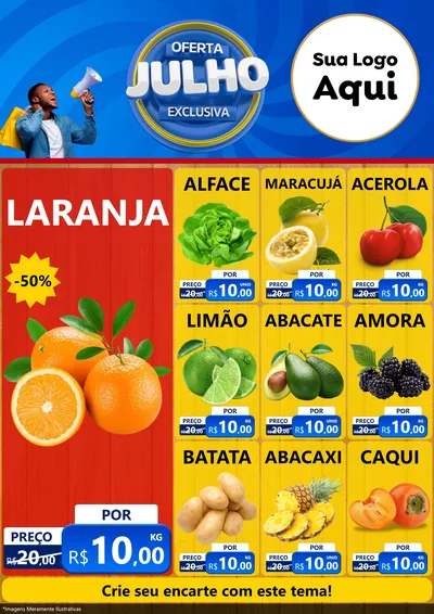 Modelo de Encarte para Encarte A4 Vertical com o tema Oferta Exclusiva, Julho para Hortifrúti