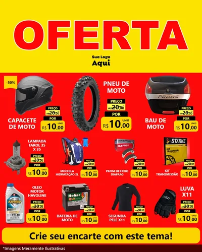 Modelo de Rede Social para Feed Instagram com o tema OFERTA - Vermelho Cartaz para Moto peças