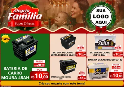 Modelo de Encarte para Encarte A4 Horizontal com o tema Alegria Em Família - Super Ofertas para Baterias Elétricas
