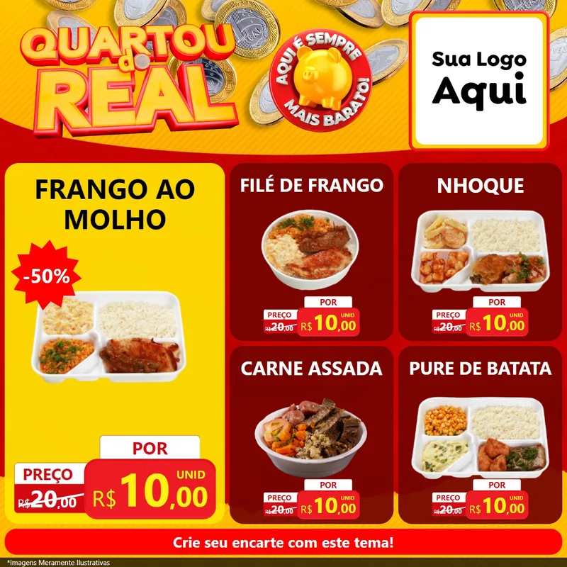 Modelo de Rede Social para Feed Facebook com o tema Quartou do Real para Restaurante