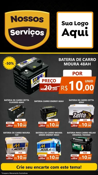 Modelo de Rede Social para Stories com o tema Nossos Serviços para Baterias Elétricas