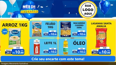 Modelo de TV para TV Horizontal com o tema Mês de Aniversário para Supermercado