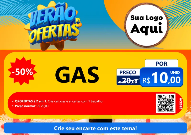 Modelo de Cartaz para Cartaz A4 Horizontal com o tema Verão de Ofertas para Água e gás