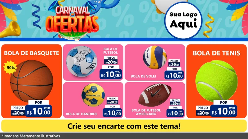Modelo de TV para TV Horizontal com o tema Carnaval de Ofertas para Artigos Esportivos