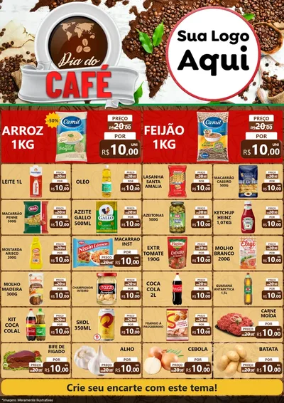 Modelo de Encarte para Encarte A4 Vertical com o tema Dia do Café para Supermercado
