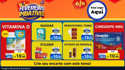 Modelo de TV para TV Horizontal com o tema Fevereiro Imbatível para Farmácia