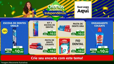 Modelo de TV para TV Horizontal com o tema Ofertas da Semana da Independência para Higiene Pessoal