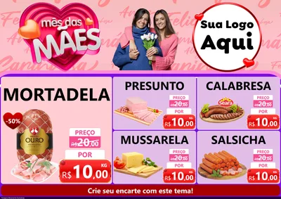 Modelo de Encarte para Encarte A4 Horizontal com o tema Mês Das Mães para Frios e Laticínios