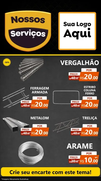 Modelo de TV para TV Vertical com o tema Nossos Serviços para Ferragens