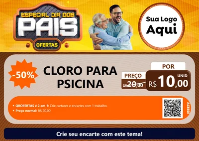 Modelo de Cartaz para Cartaz A4 Horizontal com o tema Especial Dia dos Pais para Produtos para Piscina