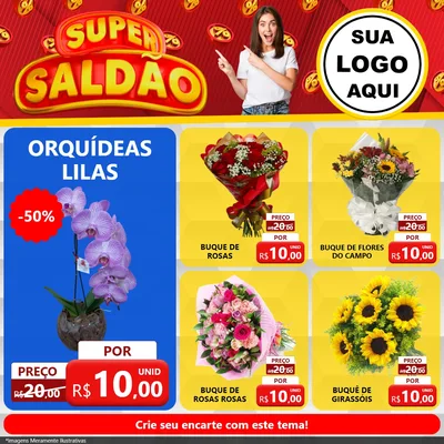 Modelo de Rede Social para Feed Facebook com o tema Super Saldão para Floricultura e jardim