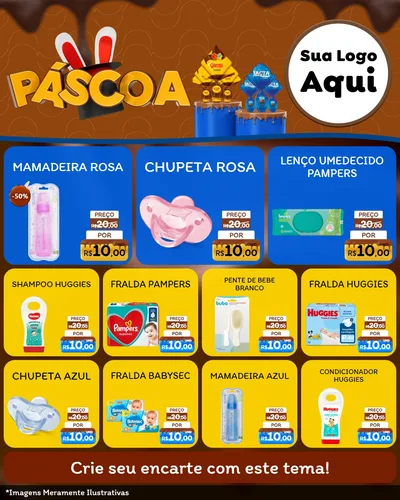 Modelo de Rede Social para Feed Instagram com o tema Páscoa para Bebês