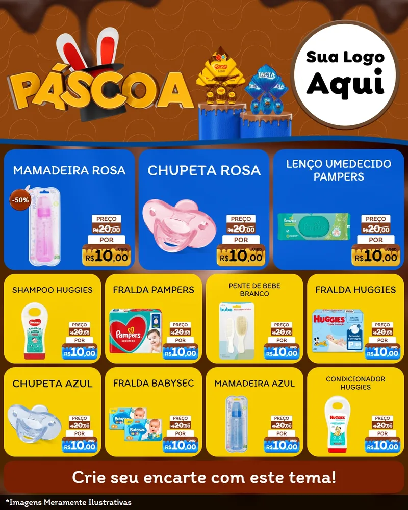 Modelo de Rede Social para Feed Instagram com o tema Páscoa para Bebês