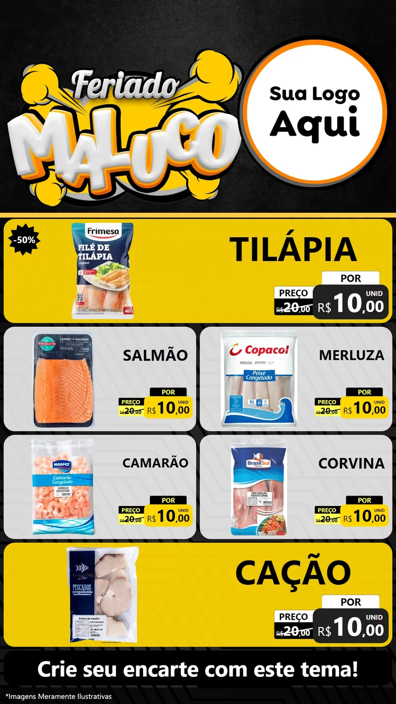 Modelo de TV para TV Vertical com o tema Feriado Maluco para Peixaria