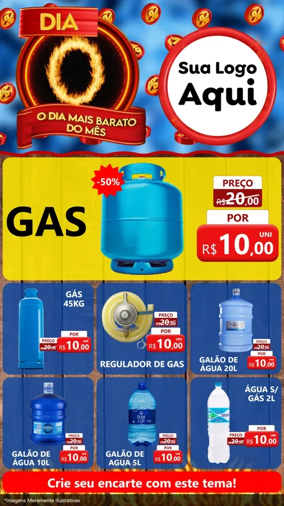 Modelo de Rede Social para Stories com o tema Dia O - O Dia Mais Barato Do Mês para Água e gás