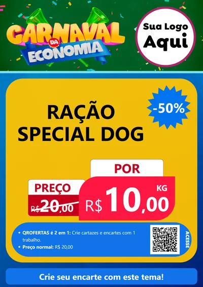 Modelo de Cartaz para Cartaz A4 Vertical com o tema Carnaval da Economia para Pet Shop